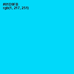 #01D9FB - Bright Turquoise Color Image