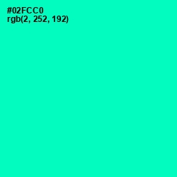 #02FCC0 - Bright Turquoise Color Image