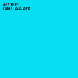 #07DEF1 - Bright Turquoise Color Image