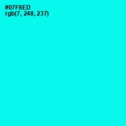 #07F8ED - Cyan / Aqua Color Image