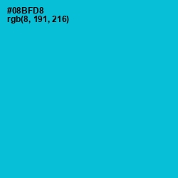 #08BFD8 - Cerulean Color Image