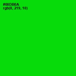 #08DB0A - Green Color Image