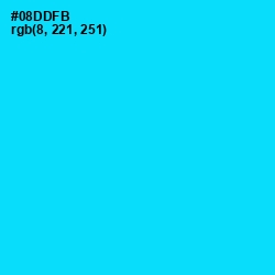 #08DDFB - Bright Turquoise Color Image