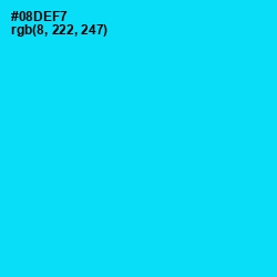 #08DEF7 - Bright Turquoise Color Image