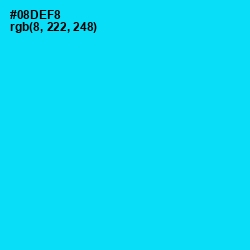 #08DEF8 - Bright Turquoise Color Image