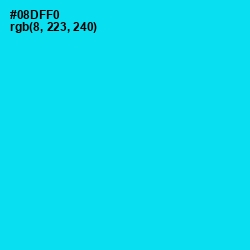 #08DFF0 - Bright Turquoise Color Image