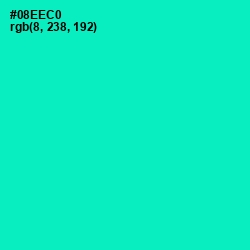 #08EEC0 - Bright Turquoise Color Image