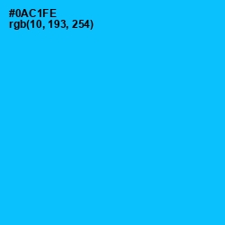#0AC1FE - Bright Turquoise Color Image