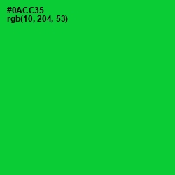 #0ACC35 - Green Color Image