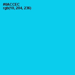 #0ACCEC - Bright Turquoise Color Image