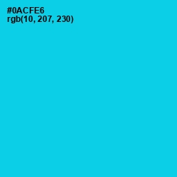 #0ACFE6 - Bright Turquoise Color Image