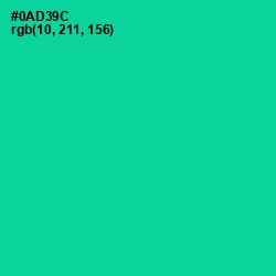 #0AD39C - Caribbean Green Color Image