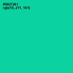 #0AD3A1 - Caribbean Green Color Image