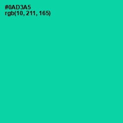 #0AD3A5 - Caribbean Green Color Image