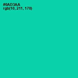 #0AD3AA - Caribbean Green Color Image
