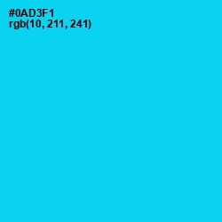 #0AD3F1 - Bright Turquoise Color Image