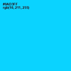 #0AD3FF - Bright Turquoise Color Image