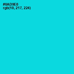 #0AD9E0 - Bright Turquoise Color Image