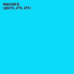 #0ADBFB - Bright Turquoise Color Image