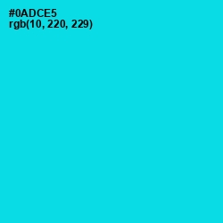 #0ADCE5 - Bright Turquoise Color Image