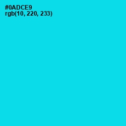 #0ADCE9 - Bright Turquoise Color Image