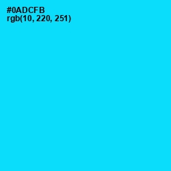 #0ADCFB - Bright Turquoise Color Image