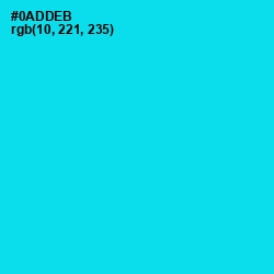 #0ADDEB - Bright Turquoise Color Image