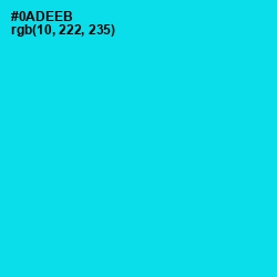 #0ADEEB - Bright Turquoise Color Image