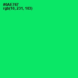 #0AE767 - Spring Green Color Image