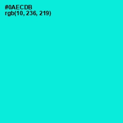 #0AECDB - Bright Turquoise Color Image