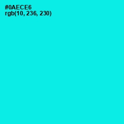 #0AECE6 - Cyan / Aqua Color Image