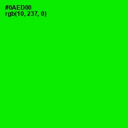 #0AED00 - Green Color Image