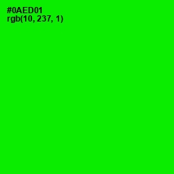 #0AED01 - Green Color Image