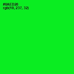 #0AED20 - Green Color Image