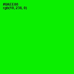 #0AEE00 - Green Color Image