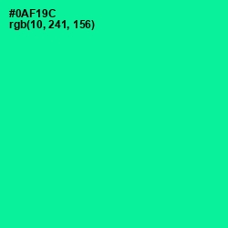 #0AF19C - Caribbean Green Color Image