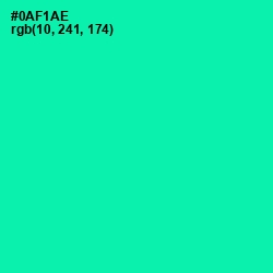 #0AF1AE - Caribbean Green Color Image