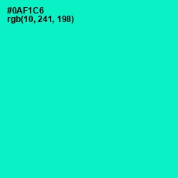 #0AF1C6 - Bright Turquoise Color Image