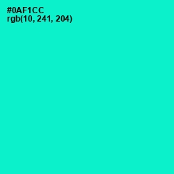 #0AF1CC - Bright Turquoise Color Image
