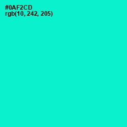 #0AF2CD - Bright Turquoise Color Image