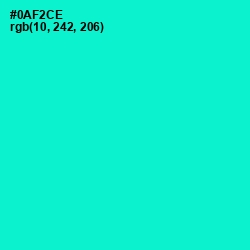#0AF2CE - Bright Turquoise Color Image