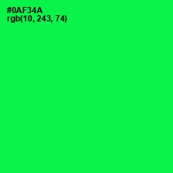 #0AF34A - Malachite Color Image