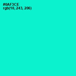 #0AF3CE - Bright Turquoise Color Image
