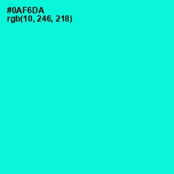 #0AF6DA - Bright Turquoise Color Image