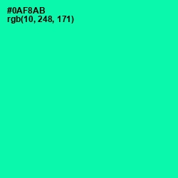 #0AF8AB - Caribbean Green Color Image