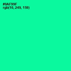 #0AF99F - Caribbean Green Color Image