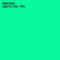 #0AF9A0 - Caribbean Green Color Image