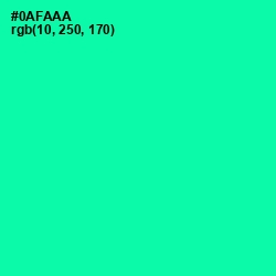 #0AFAAA - Caribbean Green Color Image