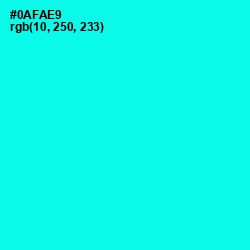 #0AFAE9 - Cyan / Aqua Color Image