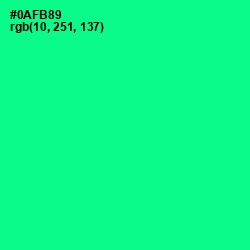 #0AFB89 - Caribbean Green Color Image